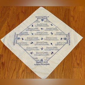 Vintage 1980s SCHUSS MOUNTAIN SHANTY CREEK Michigan Ski Resort Bandanna